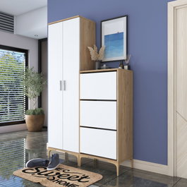 Hanah Home Soporte de Entrada Nogal y Blanco